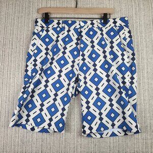 Hreski Shorts Mens 32 Golf Performance Stretch Geometric Print Polyester
